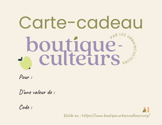 Certificat-cadeau Les Urbainculteurs de 25$ à 100$