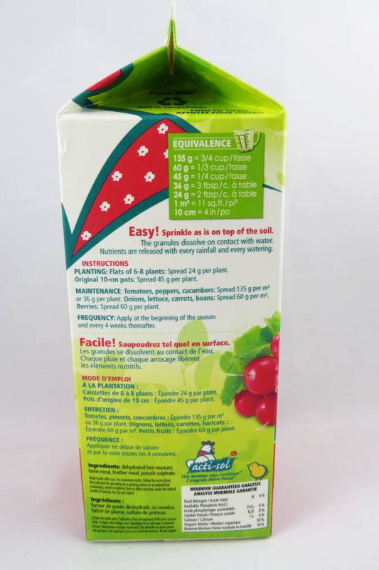 Côté du carton de lait avec les instructions.